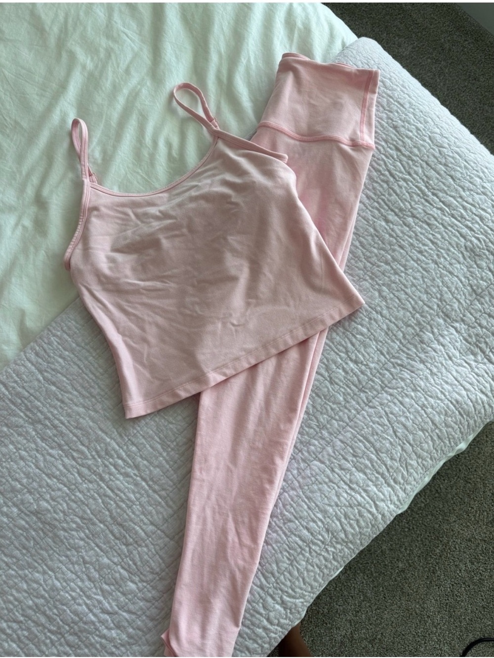 Beyond Yoga Light Pink Tank Top & Leggings Set